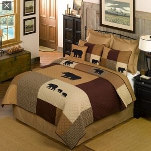 Queen Cracker Barrel bear bedspread NWOT